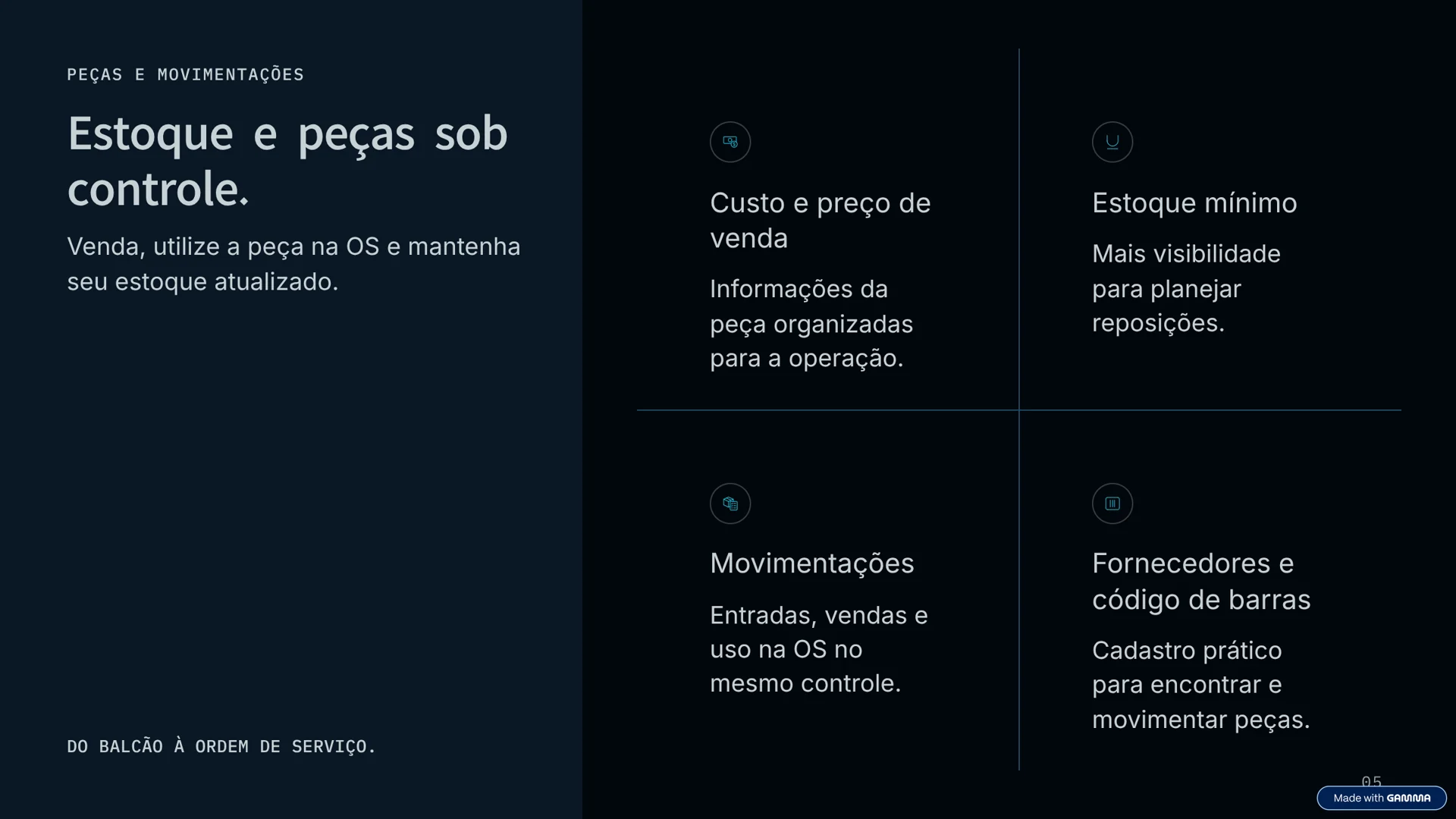 Campanha de controle de estoque e peças.